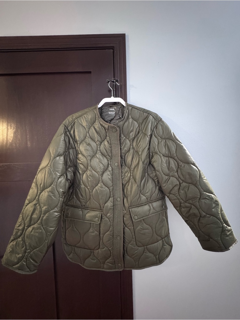 Mango Quilted Olive Green Women's Puffer Jacket